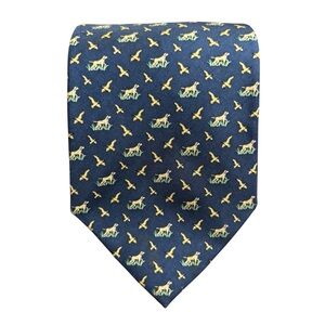 Vineyard Vines Hunting Dog & Duck Silk Neck Tie Blue Novelty Men’s Tie